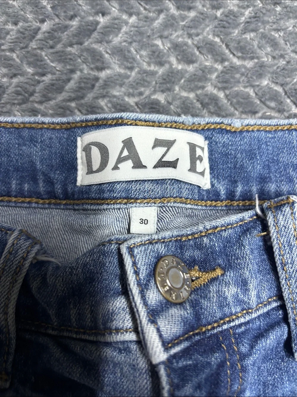 Daze Classic Blue Flare Jeans with Light Distressing